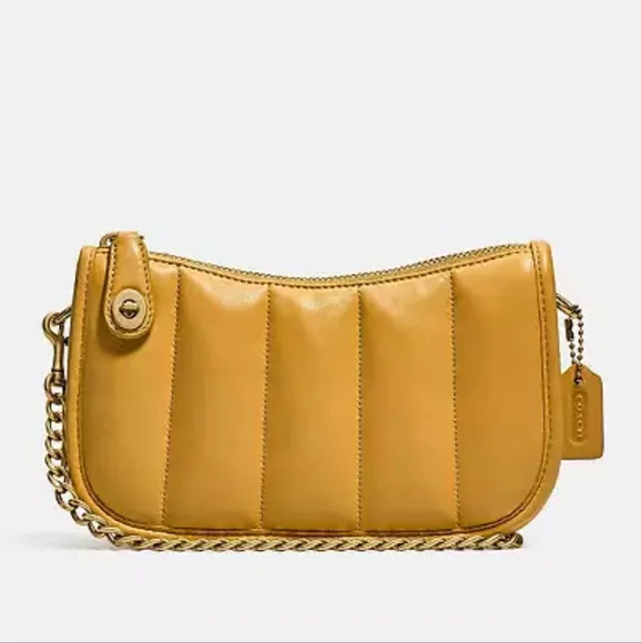 NEW *defect* COACH SWINGER BAG 20 WITH QUILTING BRASS BUTTERCUP QUILTED LEATHER